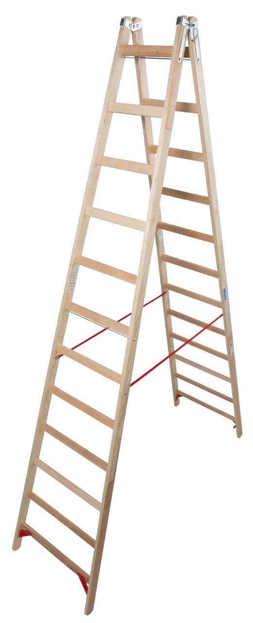 Drabina dwustronna drewniana 2x12 4,55m Krause Stabilo 170149 Dlaczego warto